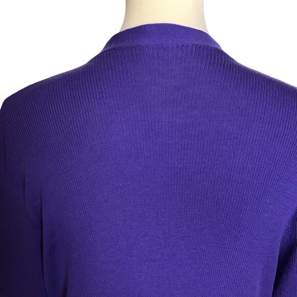 Ralph Lauren Black Label Indigo Blue Purple Merino Wool Ribbed Cardigan Sweater - Picture 7 of 11